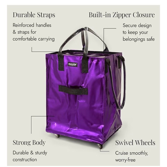 HULKEN rolling tote in iridescent purple size XL NWT - Picture 3 of 9